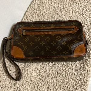 Authentic Louis Vuitton Clutch Bag Marly Dragonne Monogram Used LV Handbag